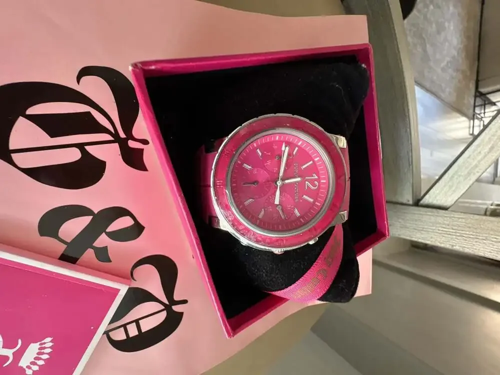 Juicy Couture Hot Pink Silicone Strap Chronograph Watch